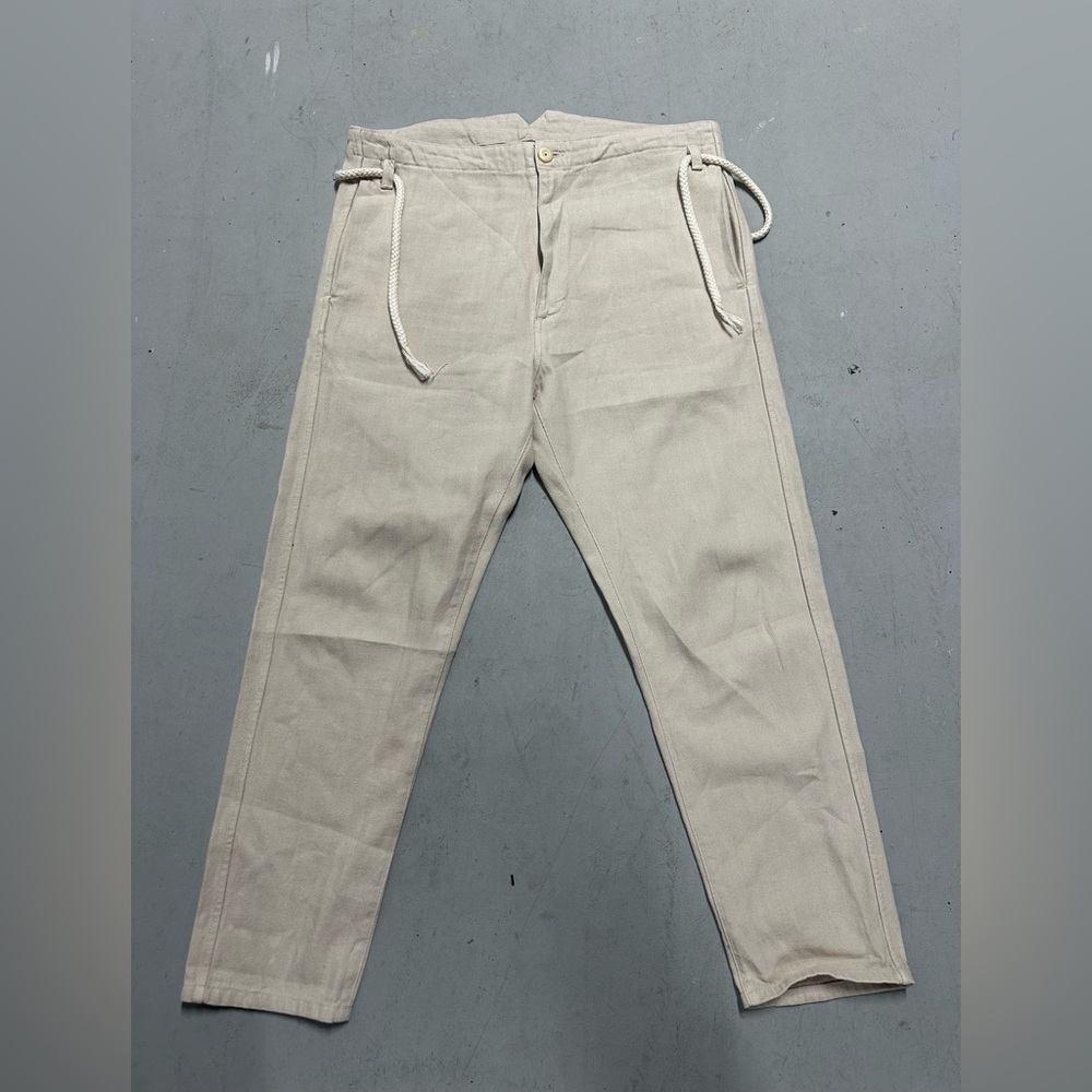 Prospective Flow 34 Kaze Herringbone Pants Japanese Style USA Cotton Beige Cream